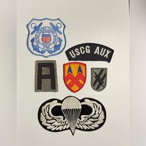 Military Patch Lot Airborne USCG Auxiliary Army Insignia 6pc